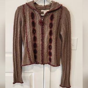 Free People Brown and Red Cardigan Sweater